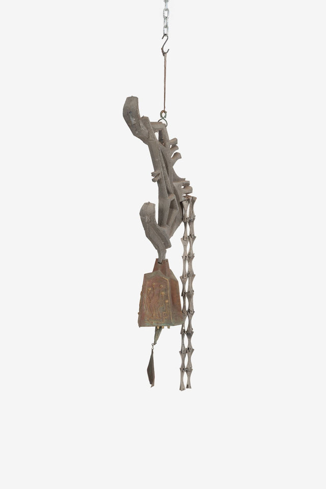 Monumental Paolo Soleri Brutalist Bronze Bell with Cast Aluminum Spine, 1960