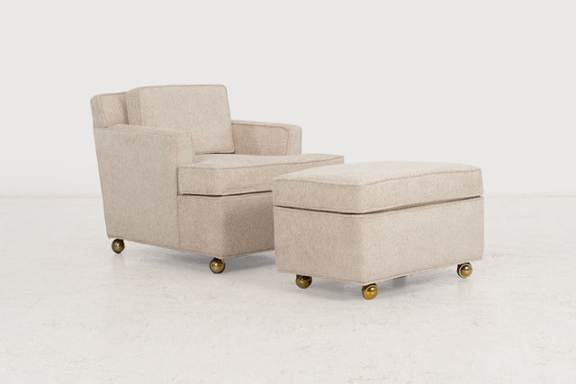 Edward Wormley for Dunbar Lounge Chair and Ottoman on Casters, 1965