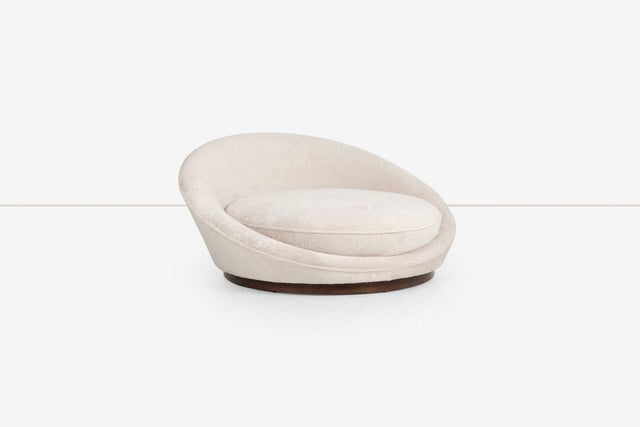 Milo Baughman Style Satellite Chaise in Tan Faux Fur, 1970