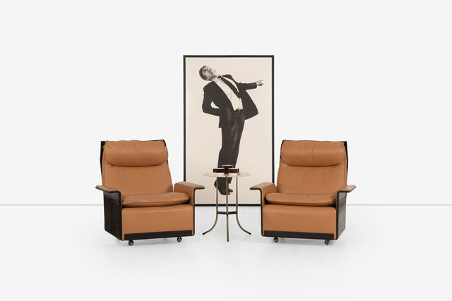 Pair of Dieter Rams for Vitsoe 620 High Back Lounge Chairs in Cognac Leather, 1962