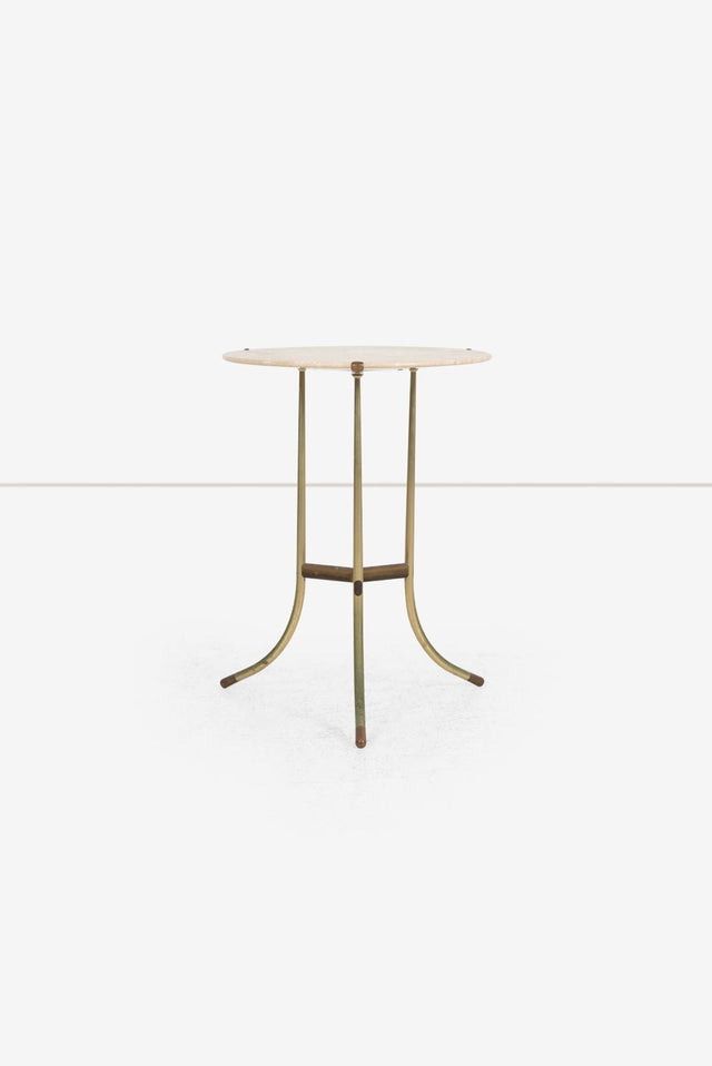 Cedric Hartman Model AE Side Table in Brass, Bronze, and Travertine, 1973