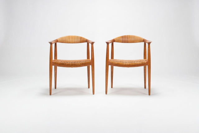 Hans Wegner for Johannes Hansen “The Chair” Dining Chairs Set of Six in Oak 1960
