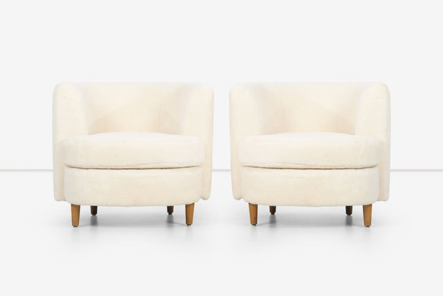 Pair of Gilbert Rohde Attributed Cloud Form Lounge Chairs 1940's