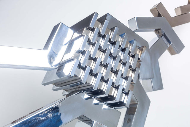 Cubist Sculpture in Mirror Polished Chrome