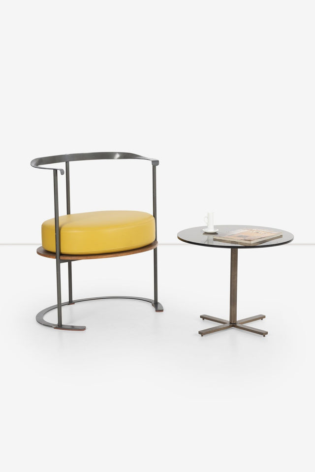 Nicos Zographos Bronze Base End Table with Glass Top, 1970s