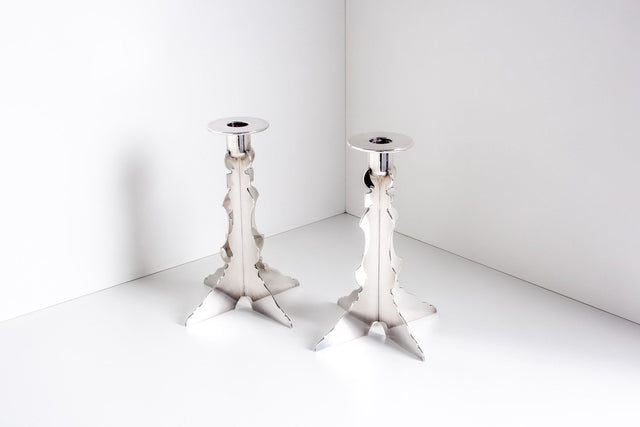 Robert Venturi Post Modern Silver Candleholders for Swid Powell