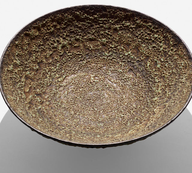 Gertrud and Otto Natzler Pale Green & Black Crater Bowl, 1956 (LACMA Exhibited)