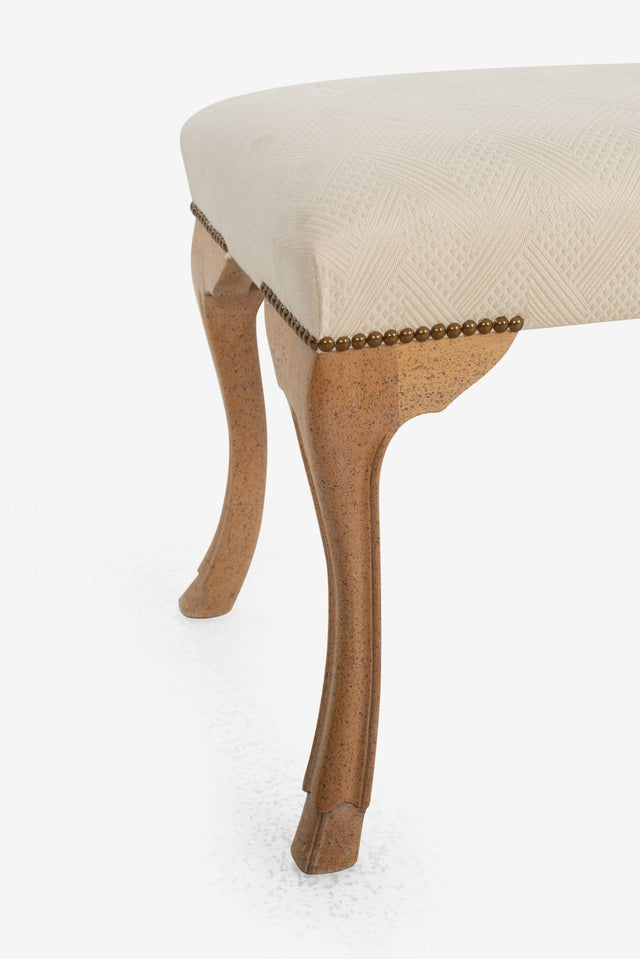 Pair of William Switzer Stools, c. 1985 – Maple Hoof-Foot Bases & Diamond-Print Upholstery