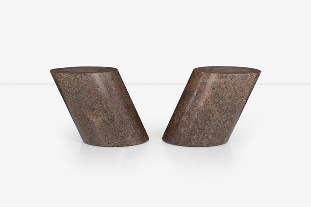 Pair of Lucia Mercer End Tables for Knoll 1982 in Custom Sierra Brown Granite