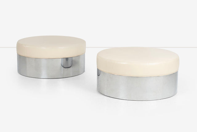 Pair of Pace Style Oversized Architectural Poufs