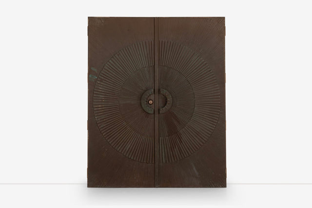 Billy Joe McCarroll and David Gillespie Bronze Brutalist Heroic Sunburst Doors 1970's