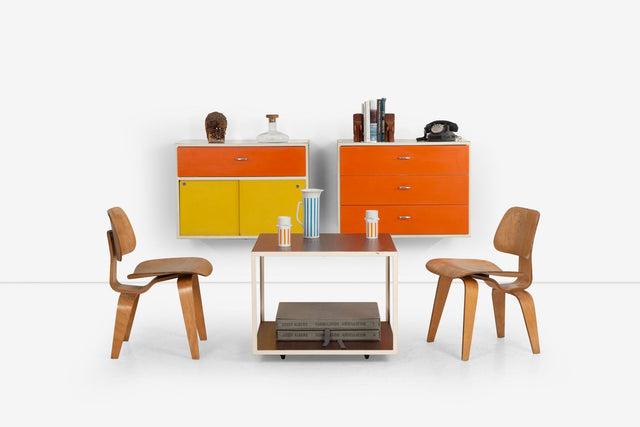 George Nelson for Herman Miller Custom for Hugh DuPree Steel Frame Cabinets Orange and Yellow 1960