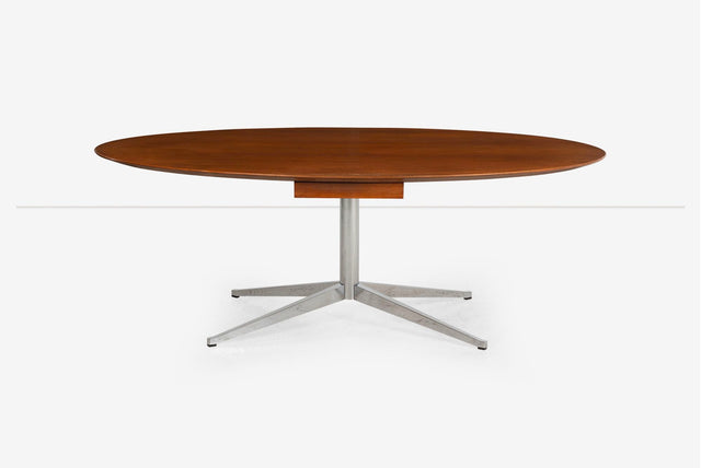 Florence Knoll for Knoll international Oval Desk with Drawer in Walnut 1960