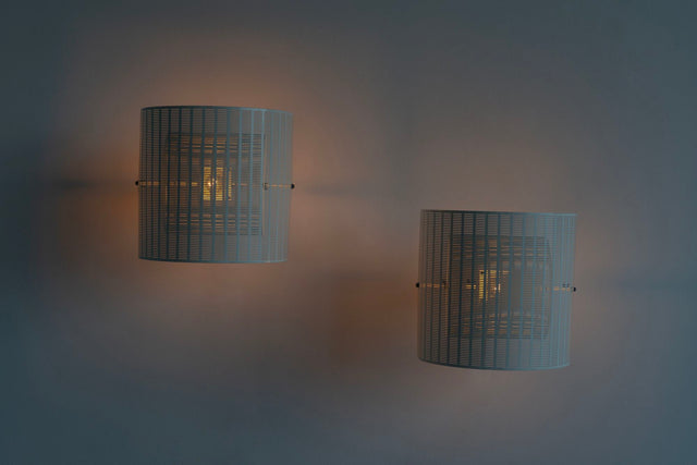 Pair of Mario Botta for Artemide Shogun White Wall Sconces, 1986