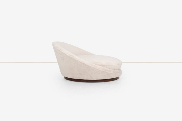 Milo Baughman Style Satellite Chaise in Tan Faux Fur, 1970