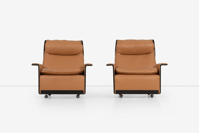 Pair of Dieter Rams for Vitsoe 620 High Back Lounge Chairs in Cognac Leather, 1962