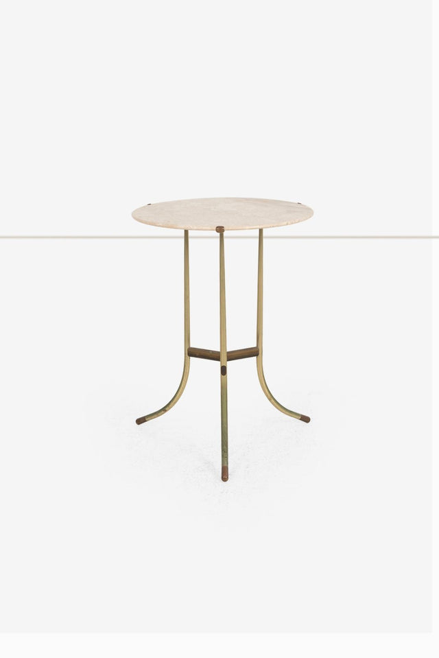 Cedric Hartman Model AE Side Table in Brass, Bronze, and Travertine, 1973