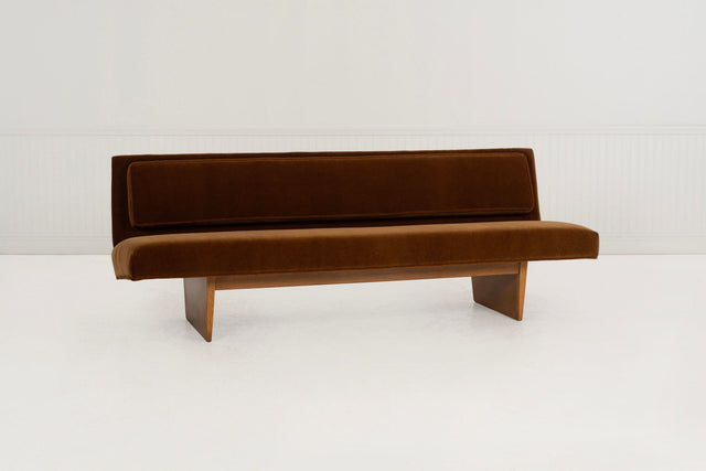 Harvey Probber Rare Slipper Sofa Mahogany Wood and Mohair c. 1955