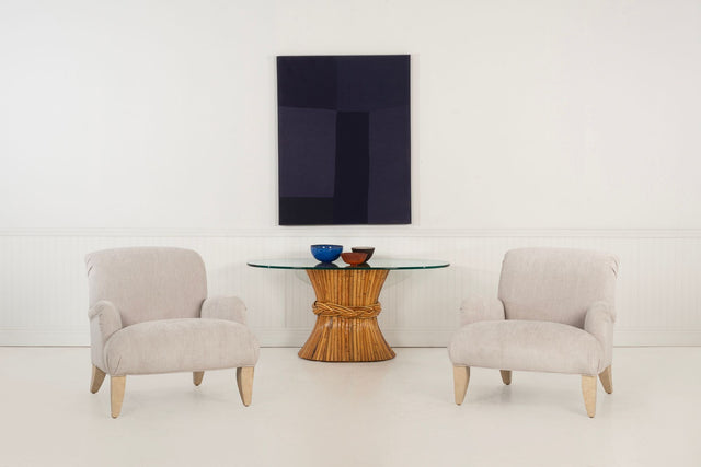 McGuire Sculptural Rattan & Bamboo "Sheaf of Wheat" Oval Console Table