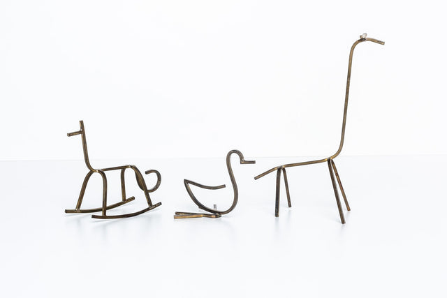 Simon Kops set of Brass Minimalist Animal Sculptures
