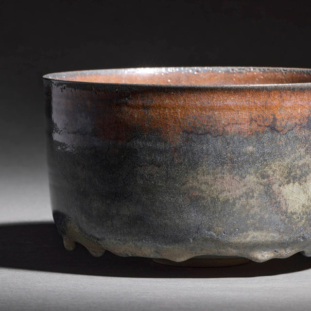 Gertrud and Otto Natzler Cylindrical bowl with lip 1980