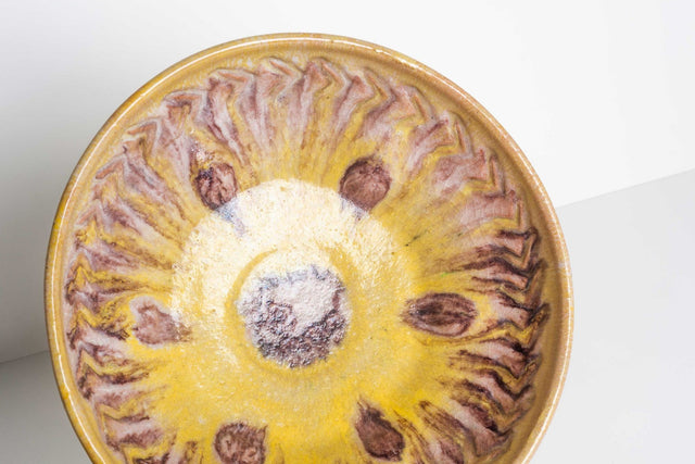 Guido Gambone Yellow Ceramic Bowl, Italy, c. 1950s