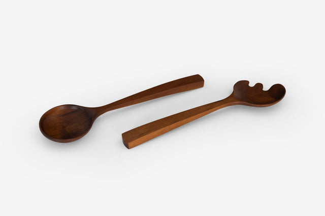 Arthur Espenet Carpenter Teak Bowl with Utensils, 1957