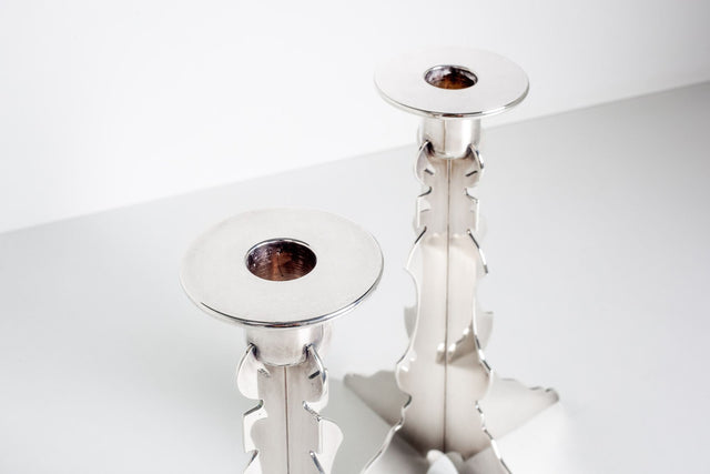 Robert Venturi Post Modern Silver Candleholders for Swid Powell