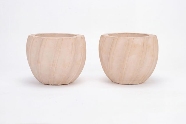 Karl Springer Style Ribbed Planter, c. 1980
