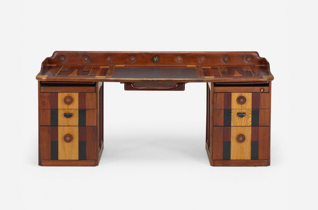 Phillip Lloyd Powell American Craft Custom Double Pedestal Desk, 1955