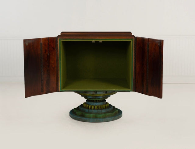 Phillip Lloyd Powell Rotating Walnut Case / Bar, 1965