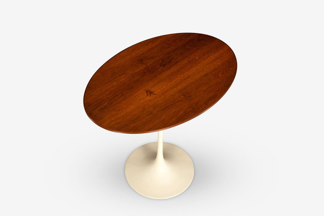 Saarinen Elliptical Tulip Side Table, c. 1960 – Oiled Walnut Tops & Cast-Iron Base