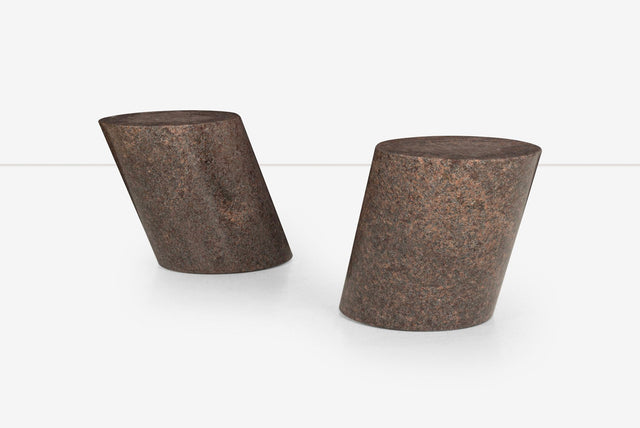 Pair of Lucia Mercer End Tables for Knoll 1982 in Custom Sierra Brown Granite