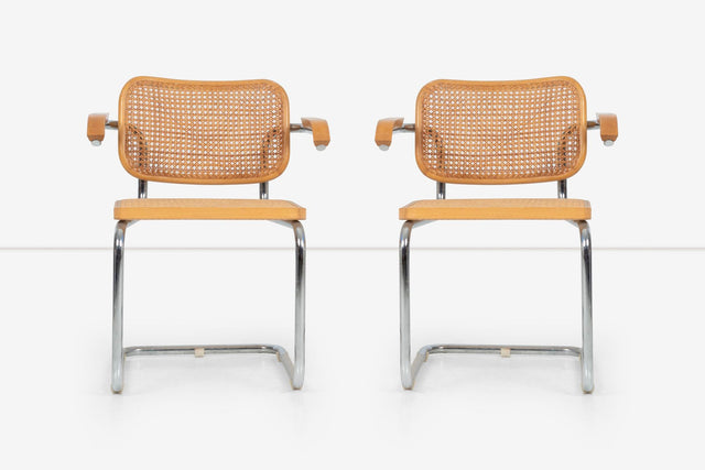 Marcel Breuer B64 Cesca Dining Chairs with Arms set of Six