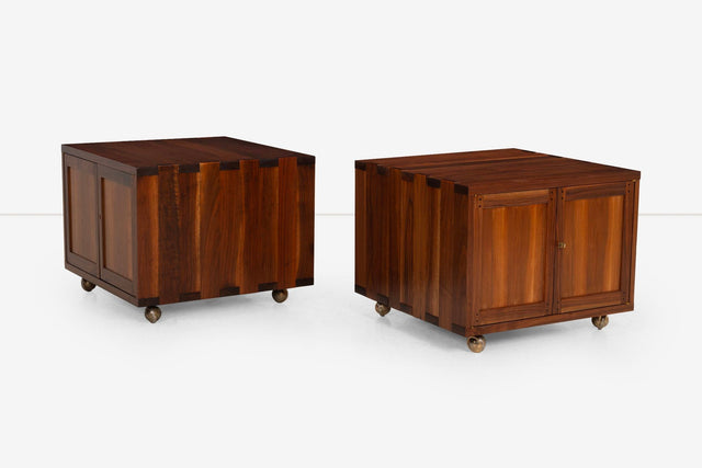 Edward Wormley for Dunbar Janus Group, Pair of End Tables on Casters 1958