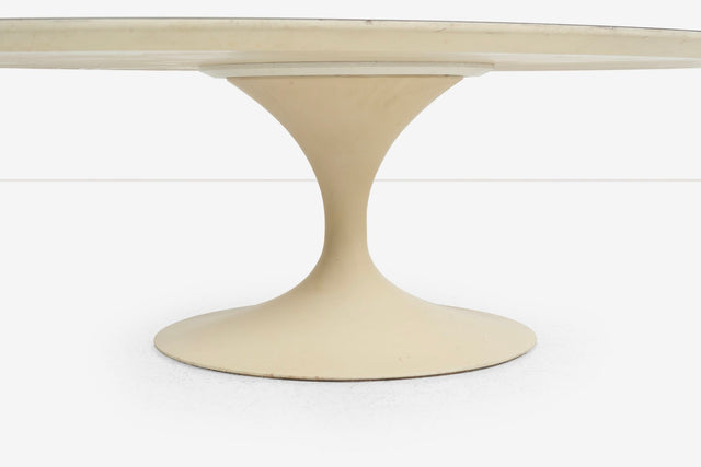 Vintage Eero Saarinen for Knoll International White Oval Tulip Cocktail Table Laminate Top Cast Iron Base 1957