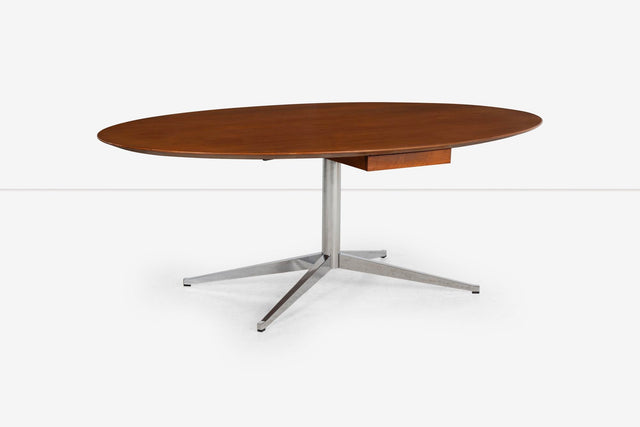 Florence Knoll for Knoll international Oval Desk with Drawer in Walnut 1960