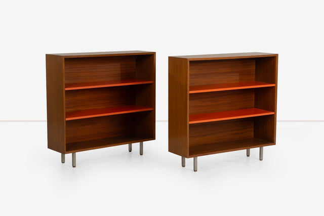 Pair of George Nelson Bookcases for Herman Miller in Walnut, 1950