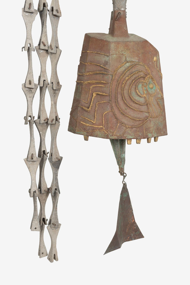 Monumental Paolo Soleri Brutalist Bronze Bell with Cast Aluminum Spine, 1960