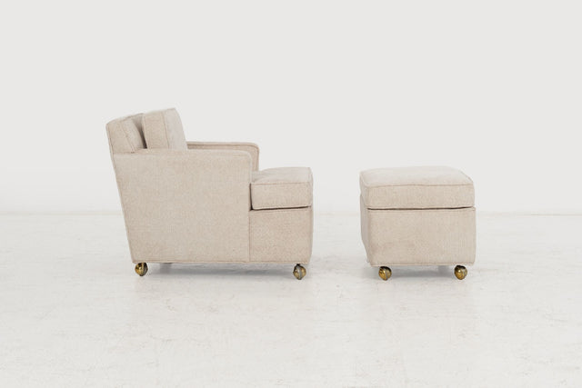 Edward Wormley for Dunbar Lounge Chair and Ottoman on Casters, 1965