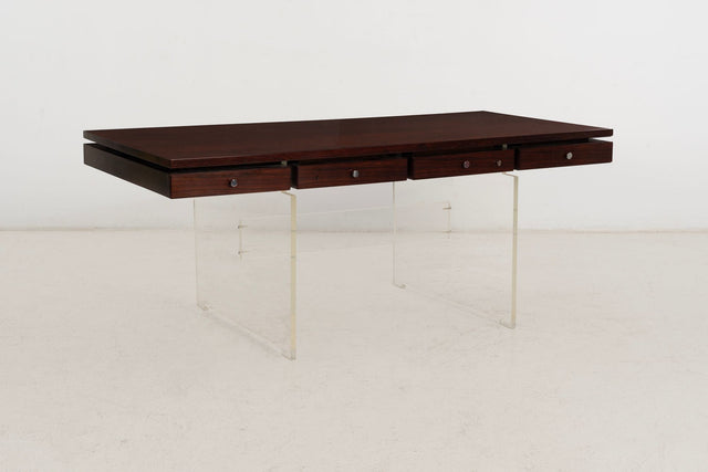 Poul Nørreklit Rosewood and Lucite Executive Desk for Sigurd Hansen, Denmark, 1960s