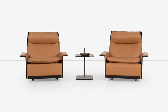 Pair of Dieter Rams for Vitsoe 620 High Back Lounge Chairs in Cognac Leather, 1962