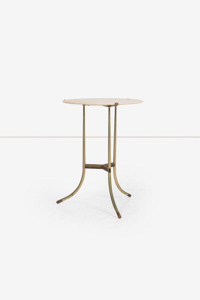 Cedric Hartman Model AE Side Table in Brass, Bronze, and Travertine, 1973