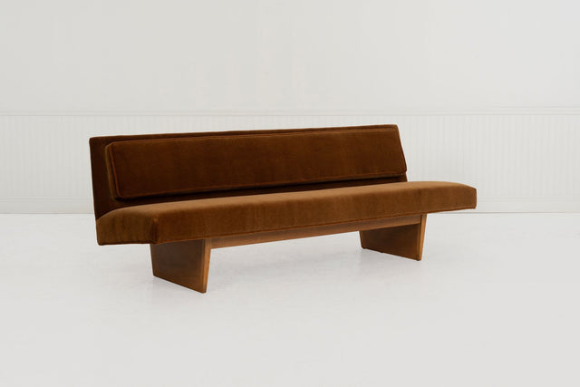 Harvey Probber Rare Slipper Sofa Mahogany Wood and Mohair c. 1955