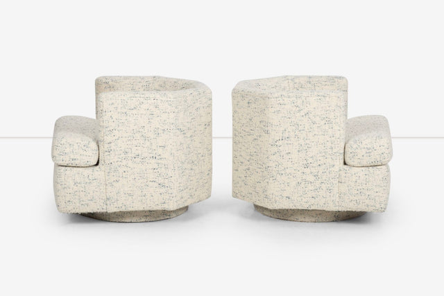 Pair of Attributed to Harvey Probber Hexagonal Swivel Lounge Chairs