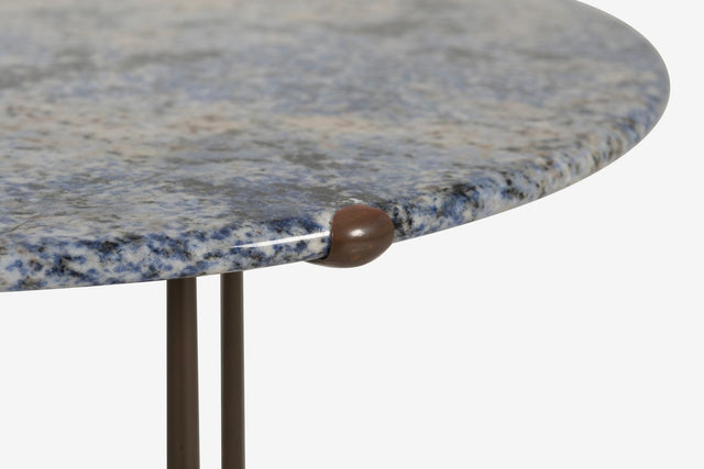 Pair of Cedric Hartman Bronze & Blue Bahia Granite Side Tables, c. 1970s