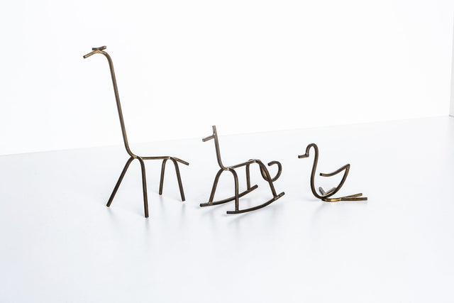 Simon Kops set of Brass Minimalist Animal Sculptures