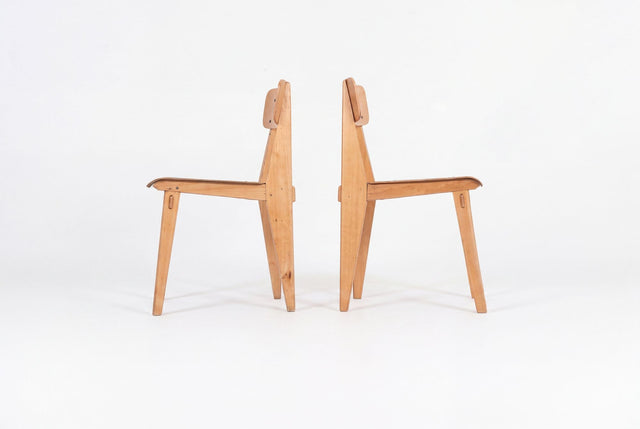 Jean Prouvé, Rare Pair of Chaise Standard Tout Bois, France, circa 1950