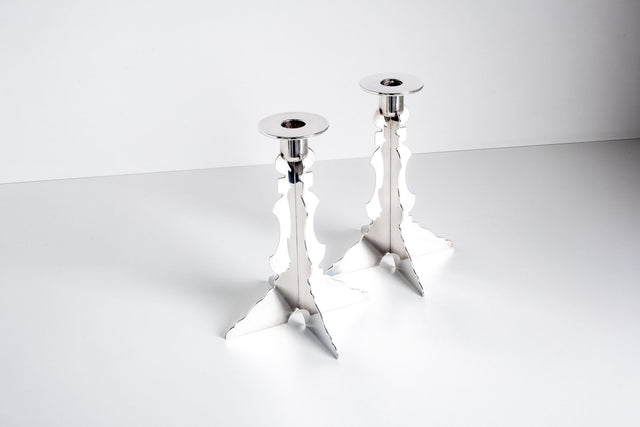 Robert Venturi Post Modern Silver Candleholders for Swid Powell
