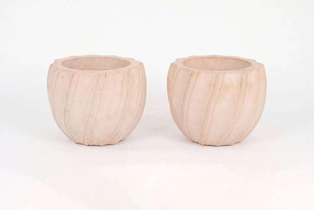 Karl Springer Style Ribbed Planter, c. 1980
